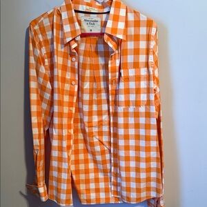 Abercrombie & Fitch Orange and White Plaid Shirt